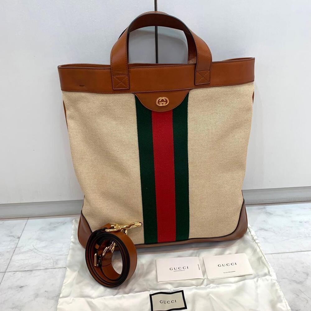 GUCCI Web Tote Bag Sherry